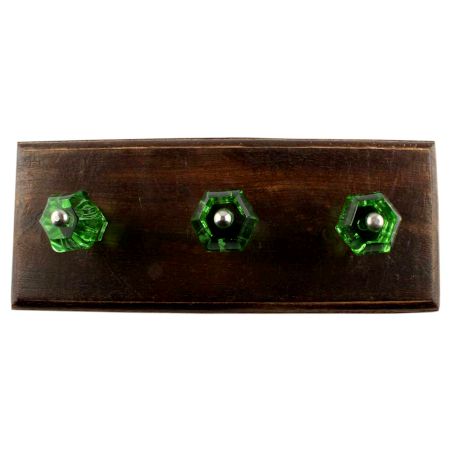 Green Hexagon Glass Cut Wooden Hook Online